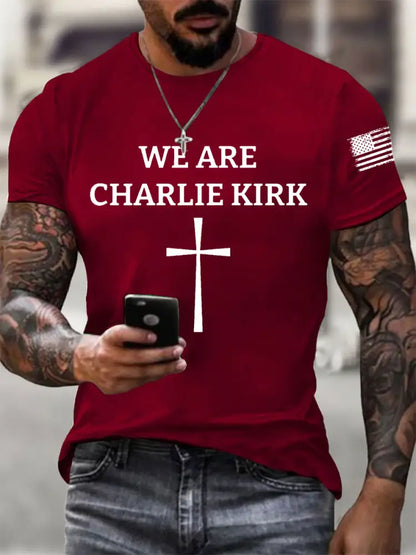 Men’s We Are Charlie Kirk Short-sleeved T-shirt Deep Red / S