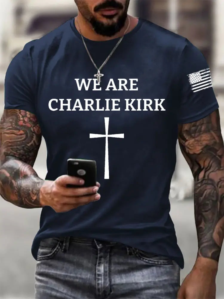 Men’s We Are Charlie Kirk Short-sleeved T-shirt Navy Blue / S