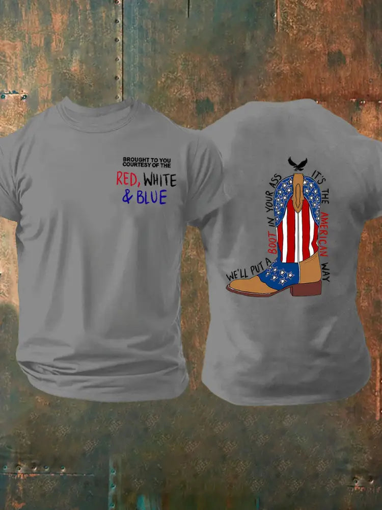 Men’s We’ll Put A Boot In Your Ass Short-sleeved T-shirt Light Gray / S