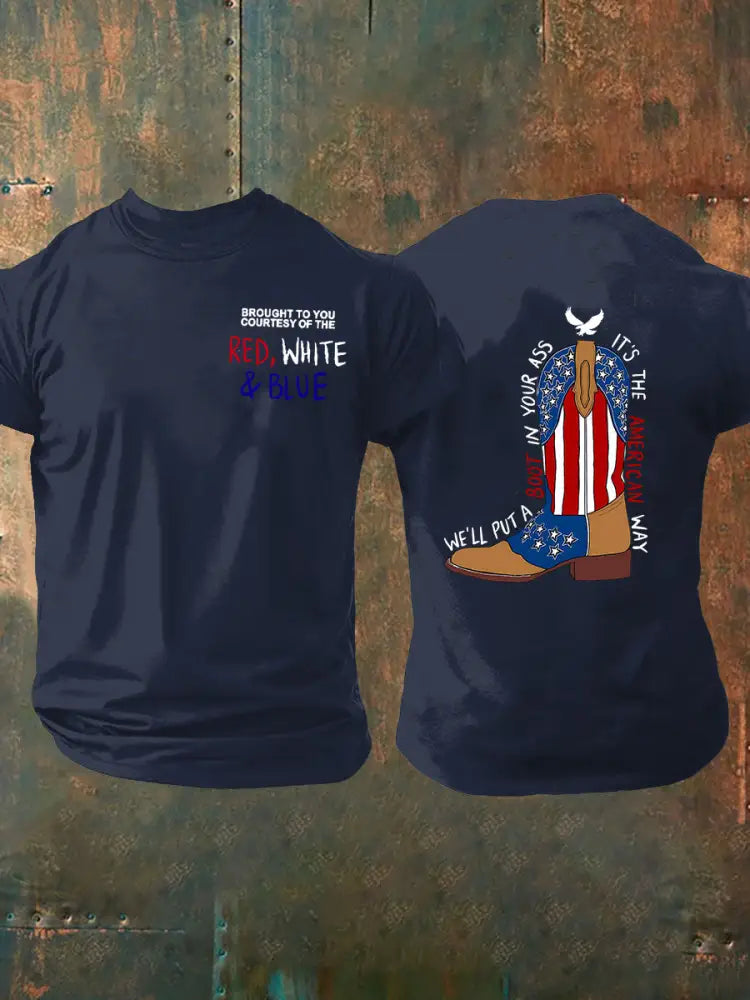 Men’s We’ll Put A Boot In Your Ass Short-sleeved T-shirt Navy Blue / S