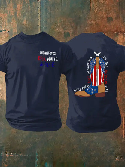 Men’s We’ll Put A Boot In Your Ass Short-sleeved T-shirt Navy Blue / S