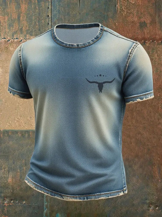 Men’s Western Denim T-shirt Blue / S