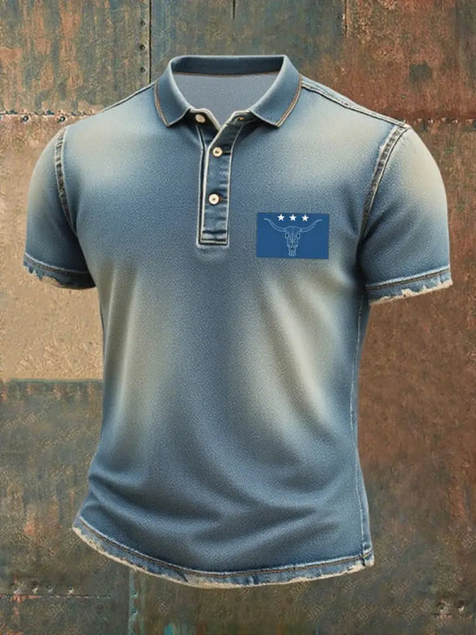 Men’s Western Denim T-shirt Blue / S