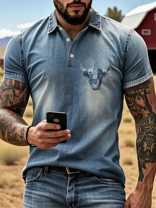 Men’s Western Highland Cattle T-shirt Blue / S