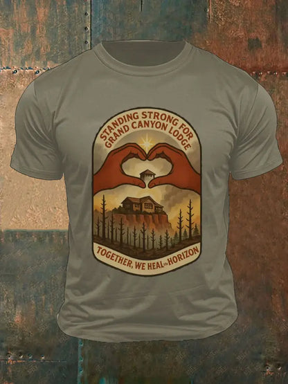 Men’s Wildfire Grand Canyon Lodge Together We Heal The Horizon Printed T-shirt Army Green / S