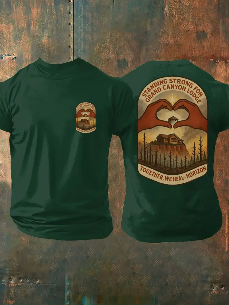 Men’s Wildfire Grand Canyon Lodge Together We Heal The Horizon Printed T-shirt Dark Green / S