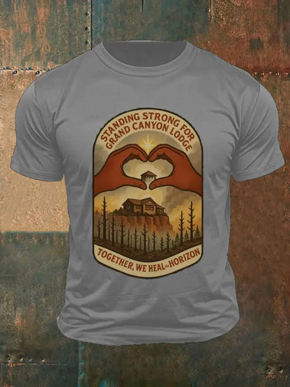 Men’s Wildfire Grand Canyon Lodge Together We Heal The Horizon Printed T-shirt Light Gray / S