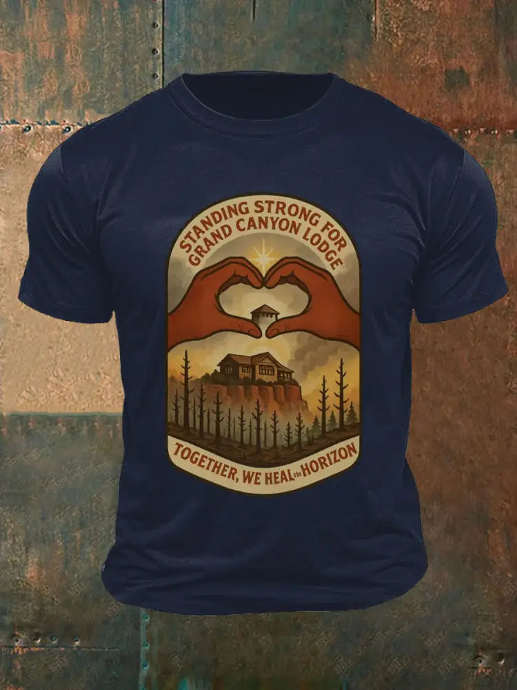 Men’s Wildfire Grand Canyon Lodge Together We Heal The Horizon Printed T-shirt Navy Blue / S