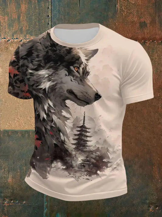Men’s Wolf Forest Art Print T-Shirt As picture / S