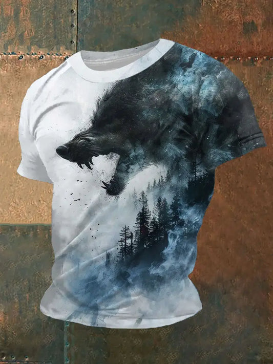 Men’s Wolf Forest Art Print T-Shirt As picture / S