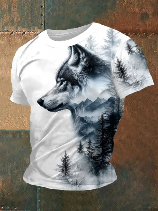 Men’s Wolf Forest Art Print T-Shirt As picture / S