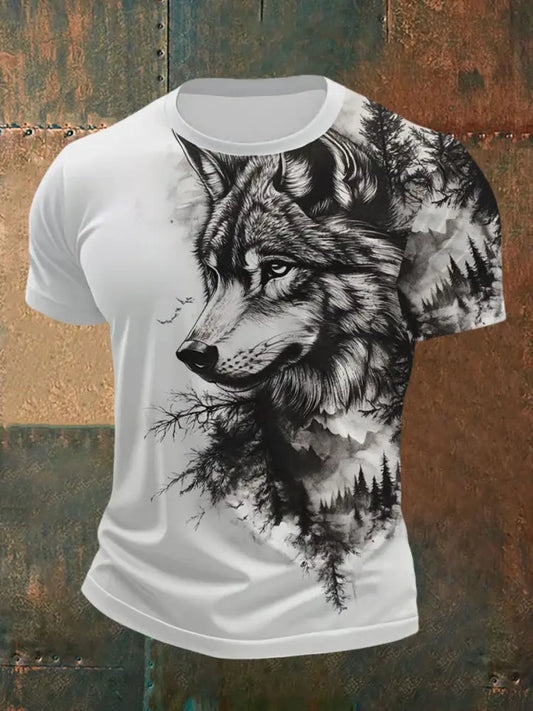 Men’s Wolf Forest Art Print T-Shirt S