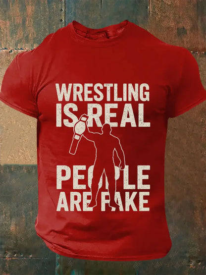 Men’s wrestling is real people are fake t-shirts Pure Red / S