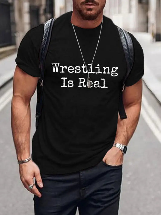 Men’s wrestling is real T-shirts Black / S