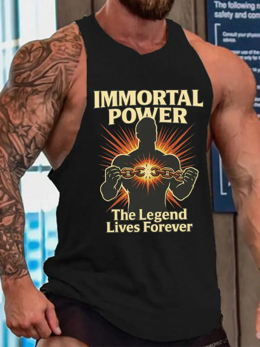 Men’s Wrestling Legend Printed Tank Top Black / S