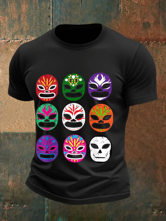 Men’s Wrestling Mask T-shirts Black / S