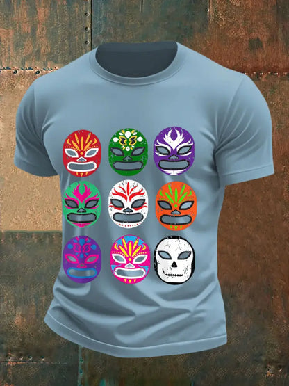 Men’s Wrestling Mask T-shirts Sky Blue / S