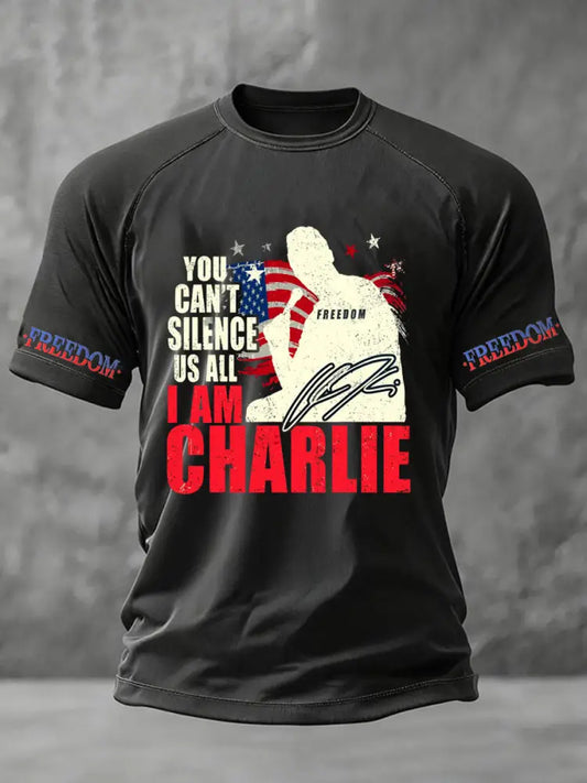 Men’s You Can’t Silence Us All I Am Charlie Kirk Short Sleeve T-shirt Black / S