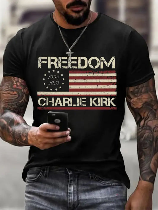 Men’sFreedom Charlie Kirk Short-sleeved T-shirt Black / S