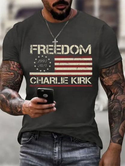 Men’sFreedom Charlie Kirk Short-sleeved T-shirt Dark Gray / S