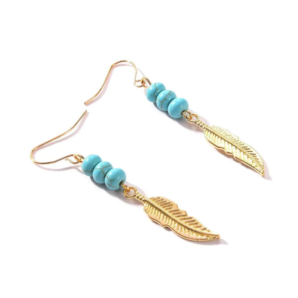 Native American feather earrings Gold / JM
