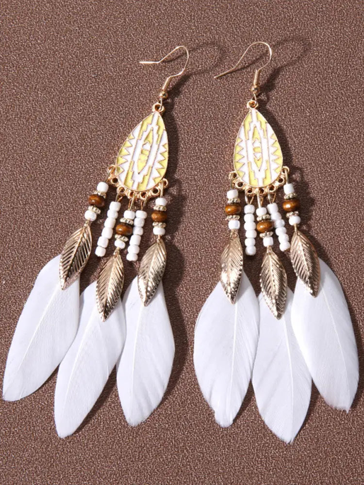 Native American feather earrings White / JM