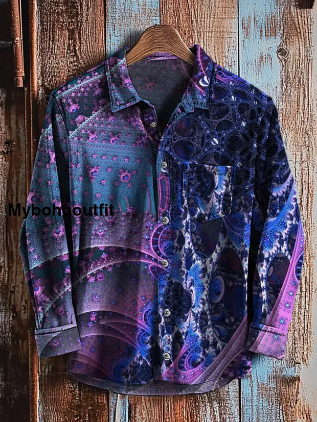 Retro Abstract Gradient Art Print Casual Long Sleeve Shirt A / S