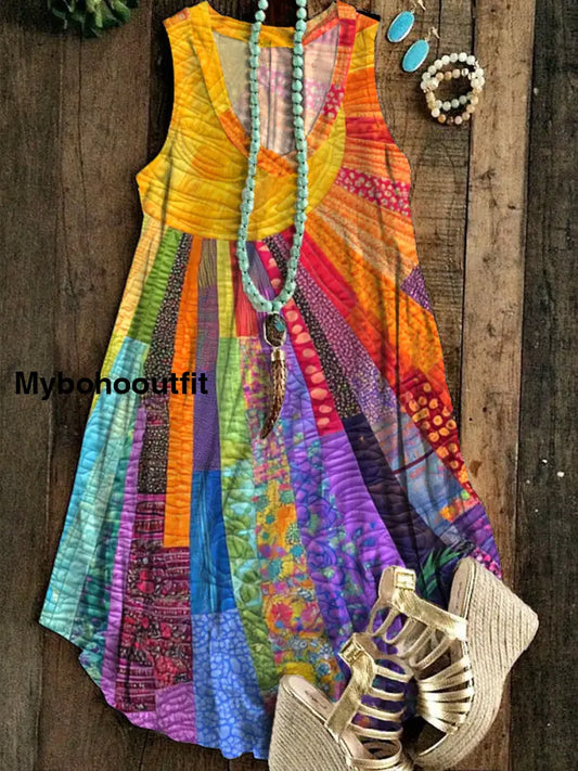 Retro Art Abstract Print Casual Cotton Comfort Camisole A / S