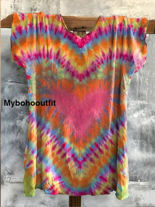 Retro Boho Floral Art Printed Crew-Neck Comfortable Cotton Casual T-Shirt A / S