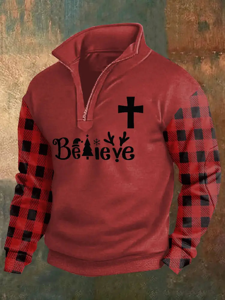 Retro Faith Print Casual Polo Shirt As picture / S