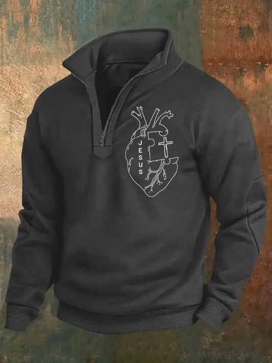 Retro Faith Print Casual Polo Shirt As picture / S