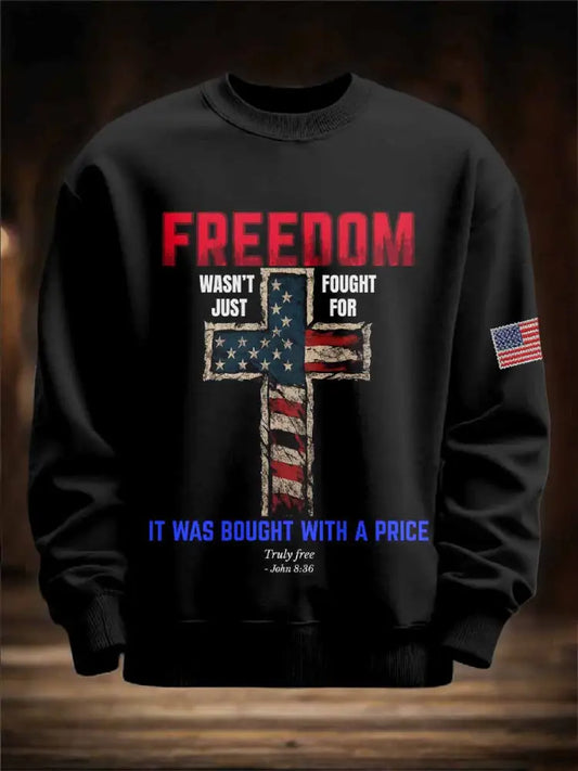 Retro Faith Print Casual Sweatshirt As picture / S