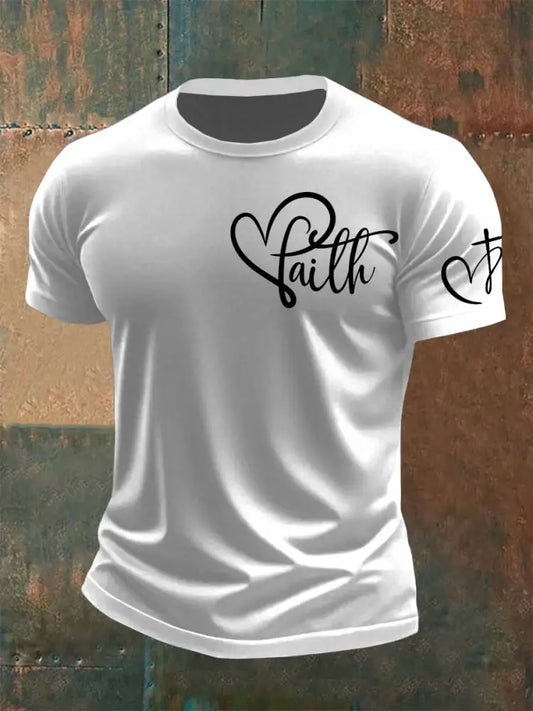 Retro Faith Print Casual T-Shirt As picture / S