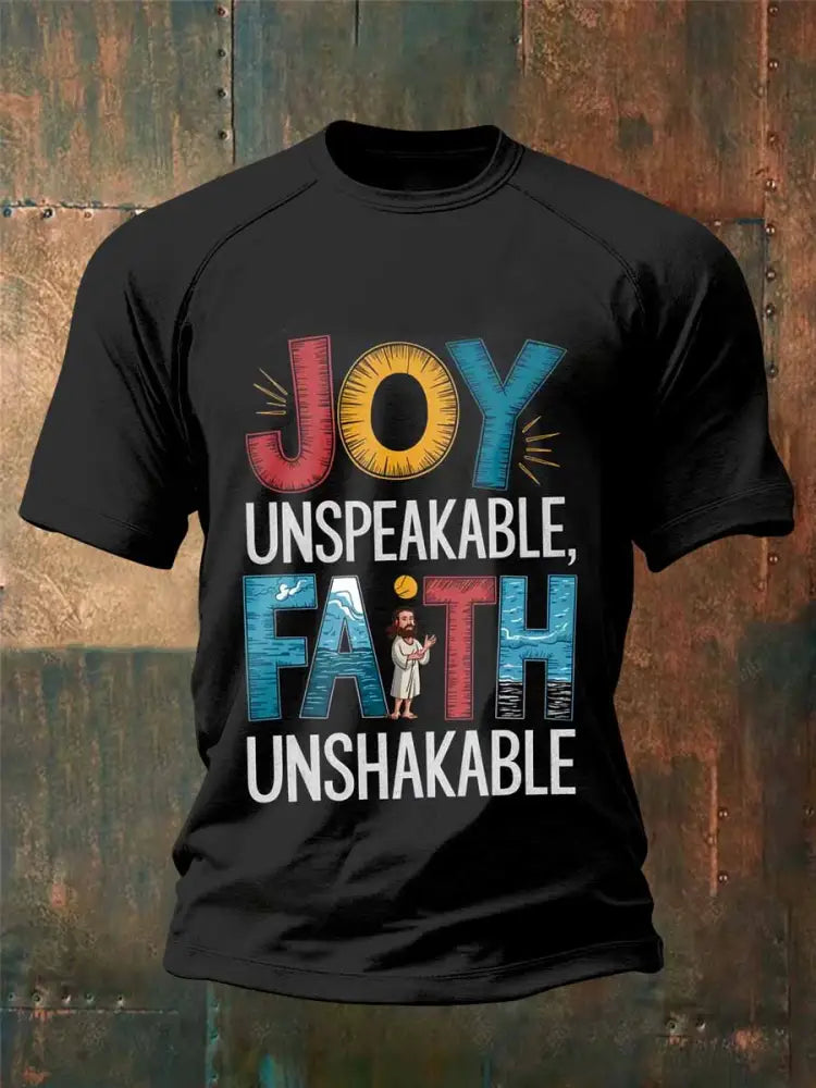 Retro Faith Print Casual T-Shirt As picture / S