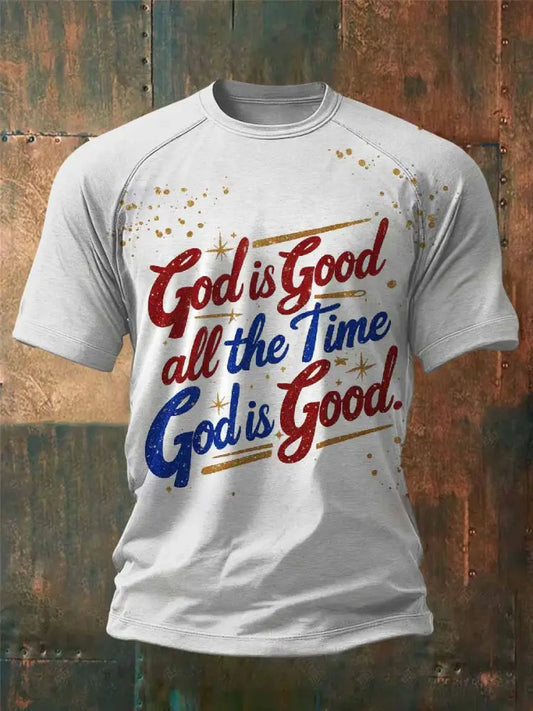 Retro Faith Print Casual T-Shirt As picture / S
