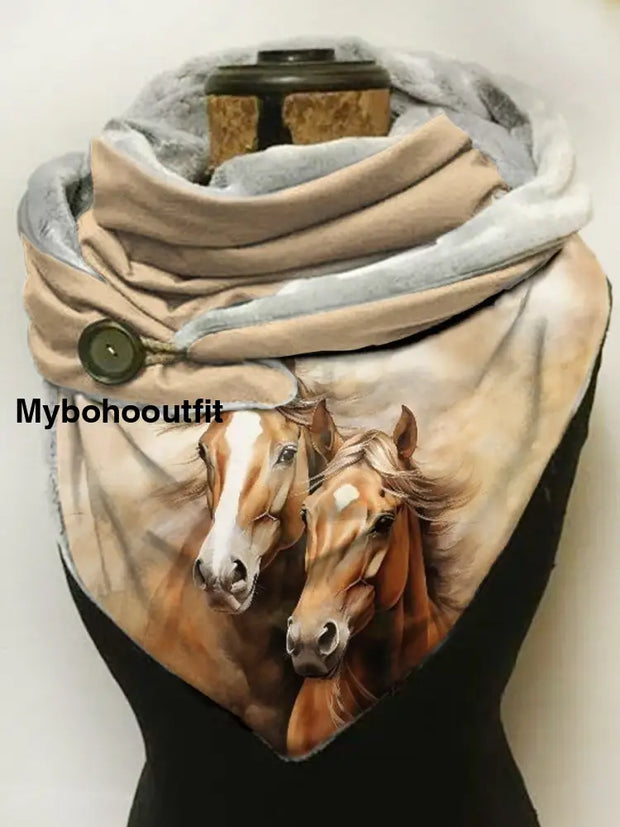 Retro Horse Art Print Casual Scarf A / Jm