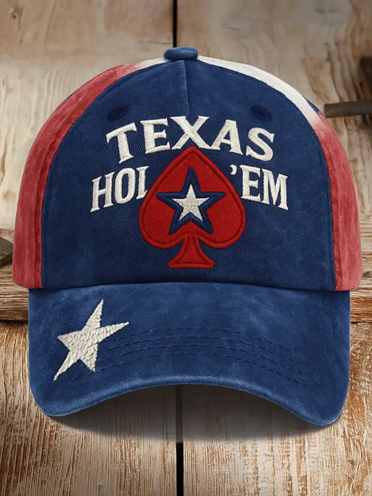 Retro Texas Hold’em Poker Printed Vintage Retro Unisex Resort Baseball Cap A / Free Size
