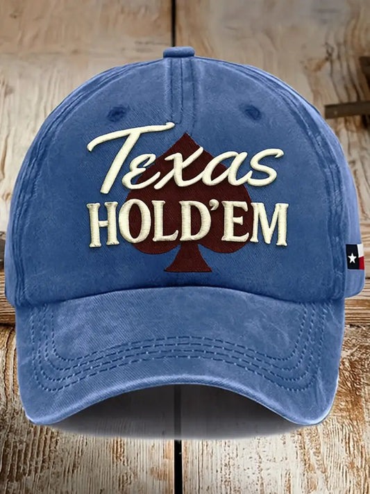 Retro Texas Hold’em Poker Printed Vintage Retro Unisex Resort Baseball Cap A / Free Size