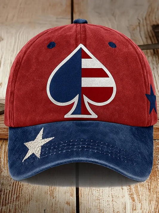 Retro Texas Hold’em Poker Printed Vintage Retro Unisex Resort Baseball Cap A / Free Size