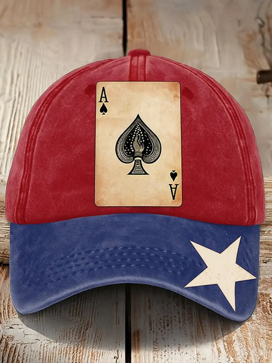 Retro Texas Hold’em Poker Printed Vintage Retro Unisex Resort Baseball Cap A / Free Size