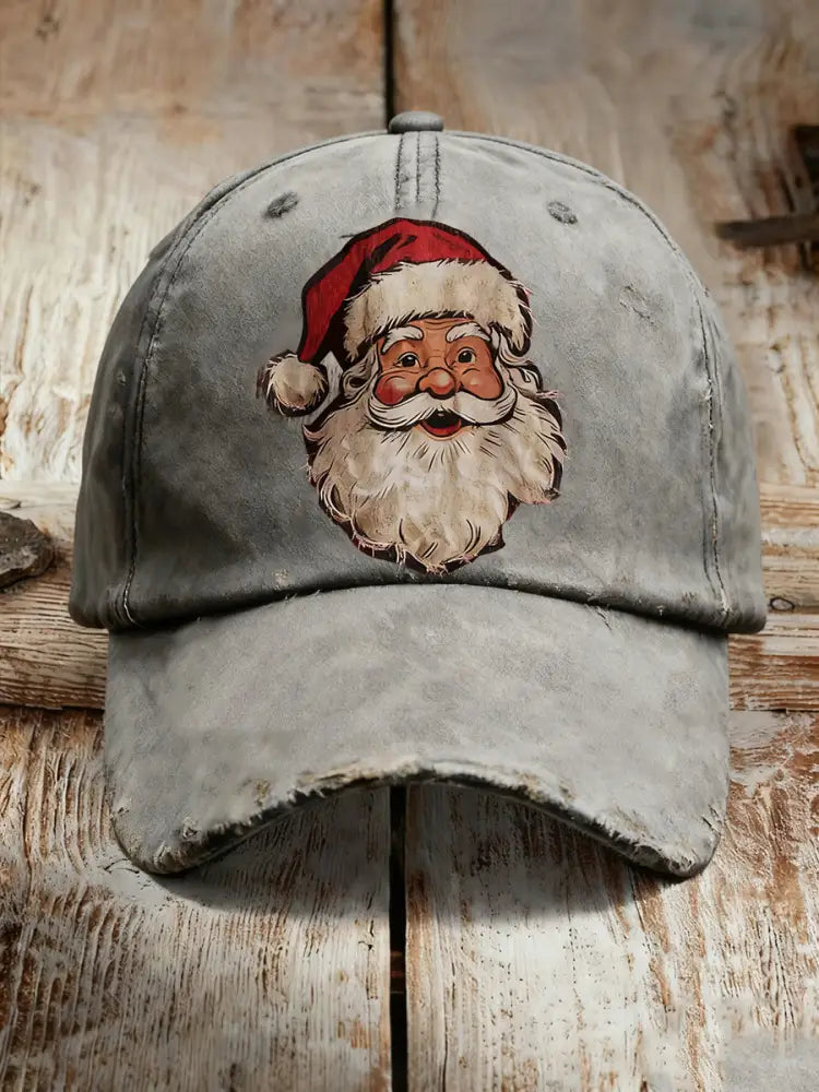 Santa Claus Printed Casual Unisex Hat Light Gray / ONE