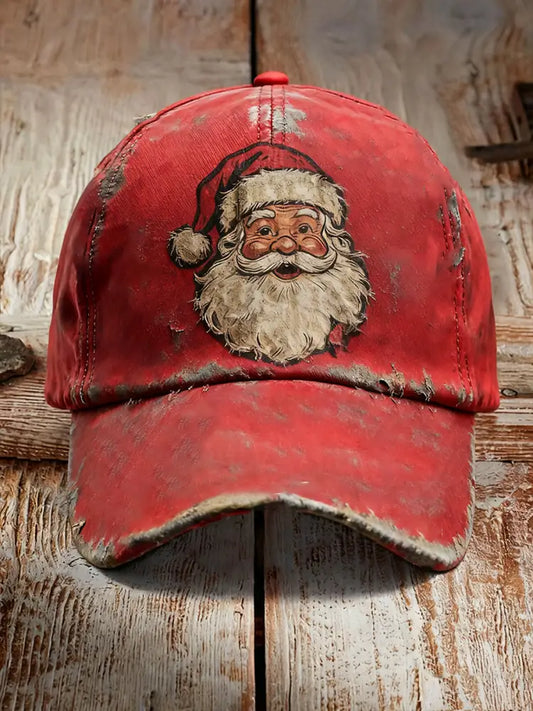 Santa Claus Printed Casual Unisex Hat Red / ONE