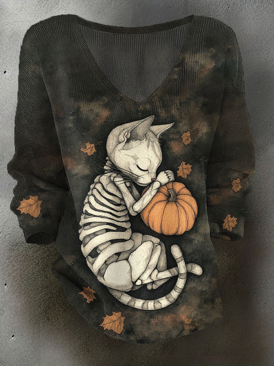 Women's Halloween Art Printed Casual Tops