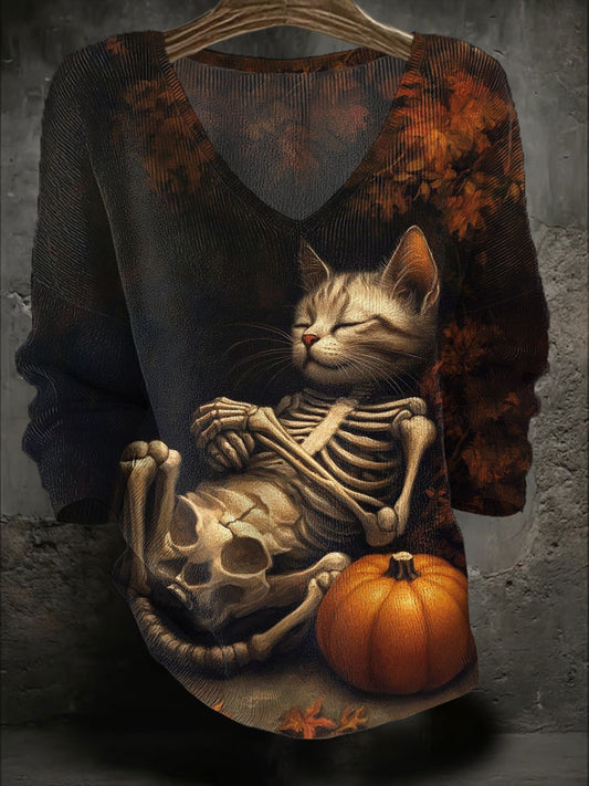 Women's Halloween Art Printed Casual Tops