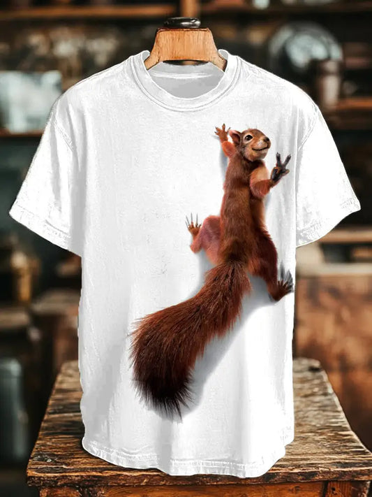 Squirrel print casual unisex T-shirts White / S