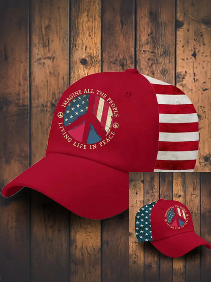 Unisex 8647 FDT Imagine Peace Printed Hat Red / JM