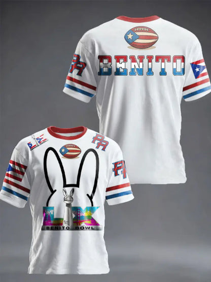 Unisex Bunny Football Music Lover Printed T-shirt White / S