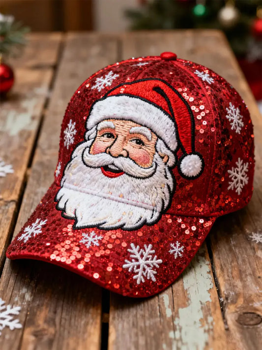 Unisex Christmas Art Printed Hat Red / ONE