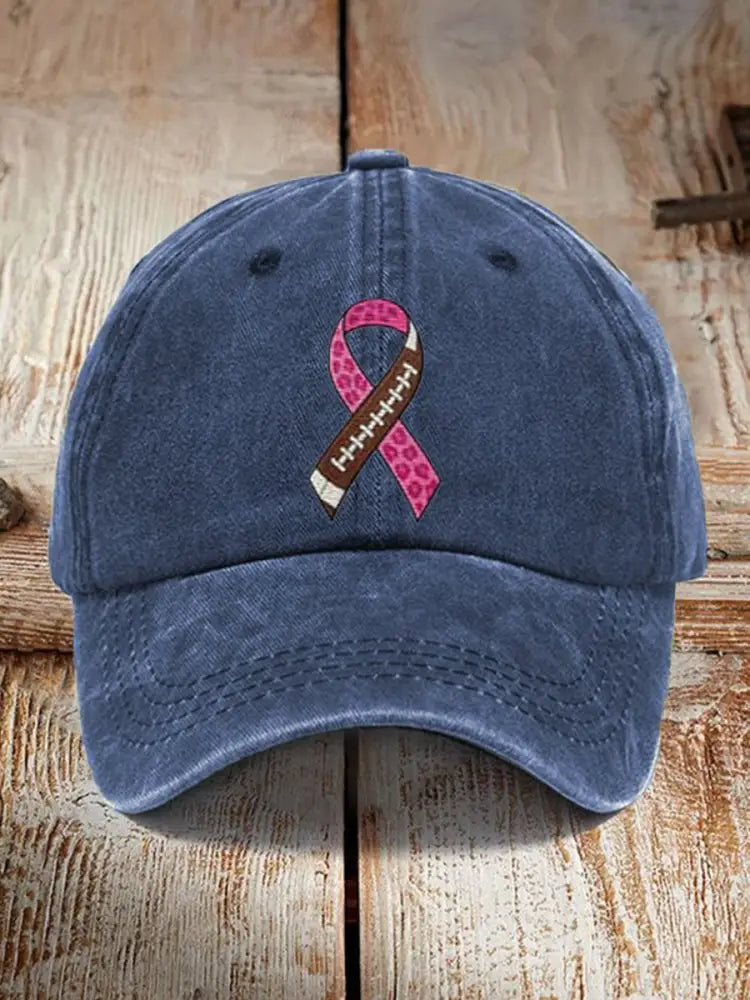 Unisex Football combines with breast cancer Design Print Hat Navy Blue / ONE