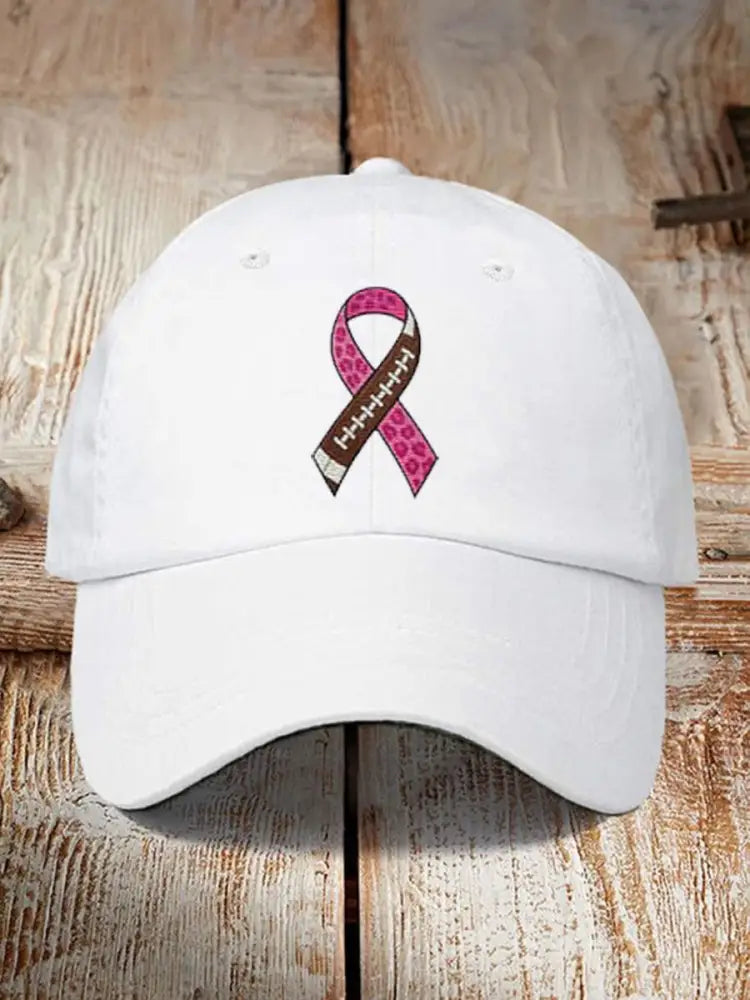 Unisex Football combines with breast cancer Design Print Hat White / ONE
